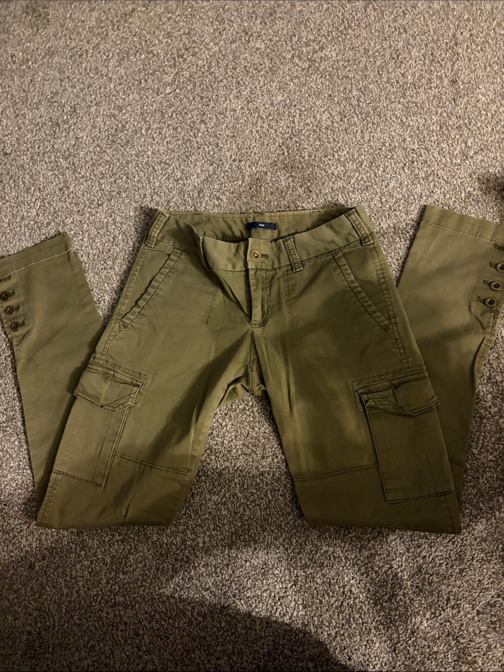 GAP Olive Green Cargo Pants with Button Cuff Detail